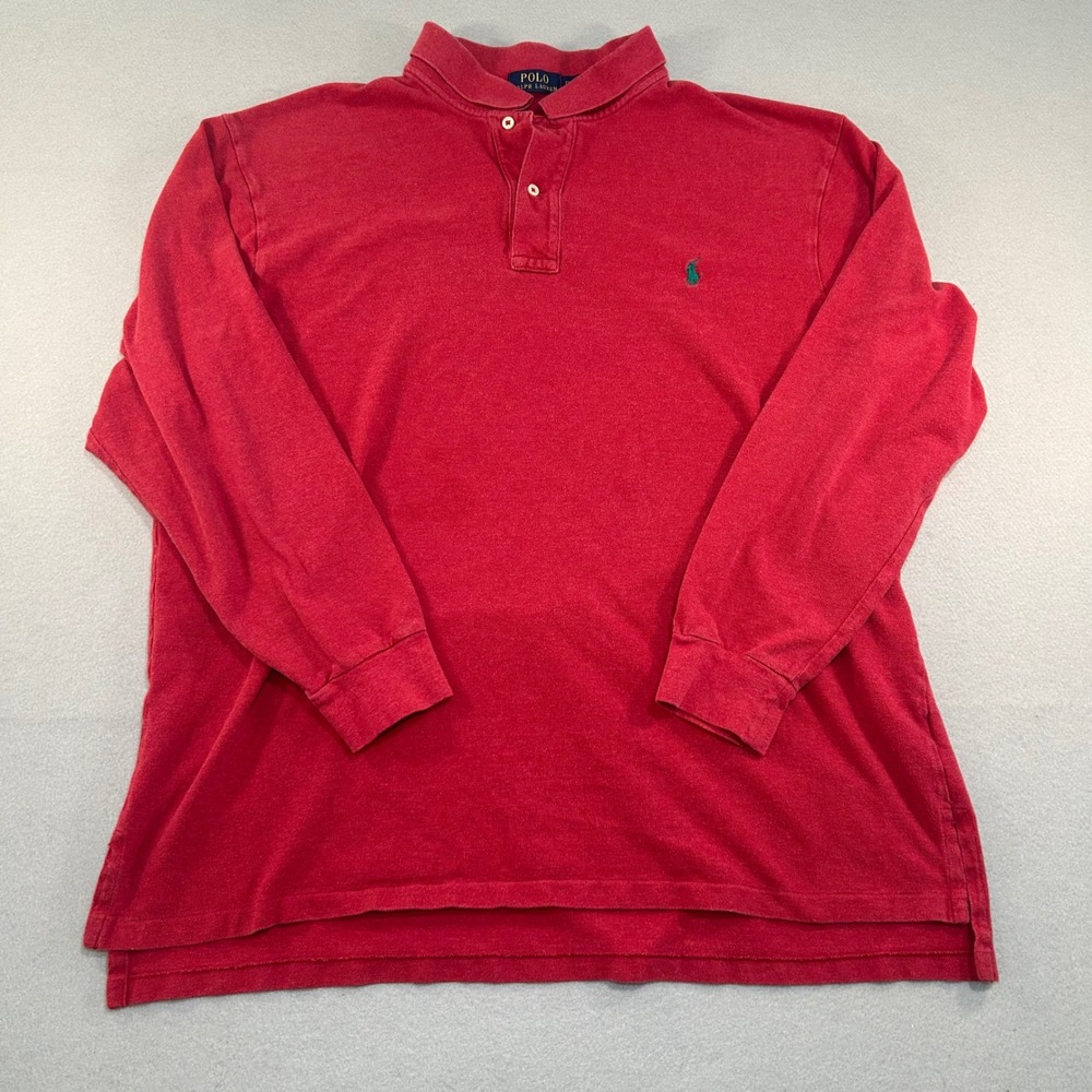 Polo Ralph Lauren Polo Shirt Mens 2XLT Red Long Sleeve Pique Cotton Pony Logo